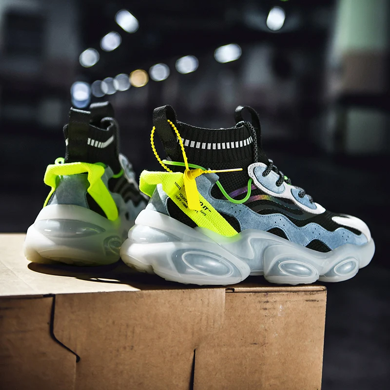 Прозрачные кроссовки для бега с подкладкой из попкорна на заказ удобные легкие в темноте стильные мужские модные кроссовки с подкладкой из легкого меха