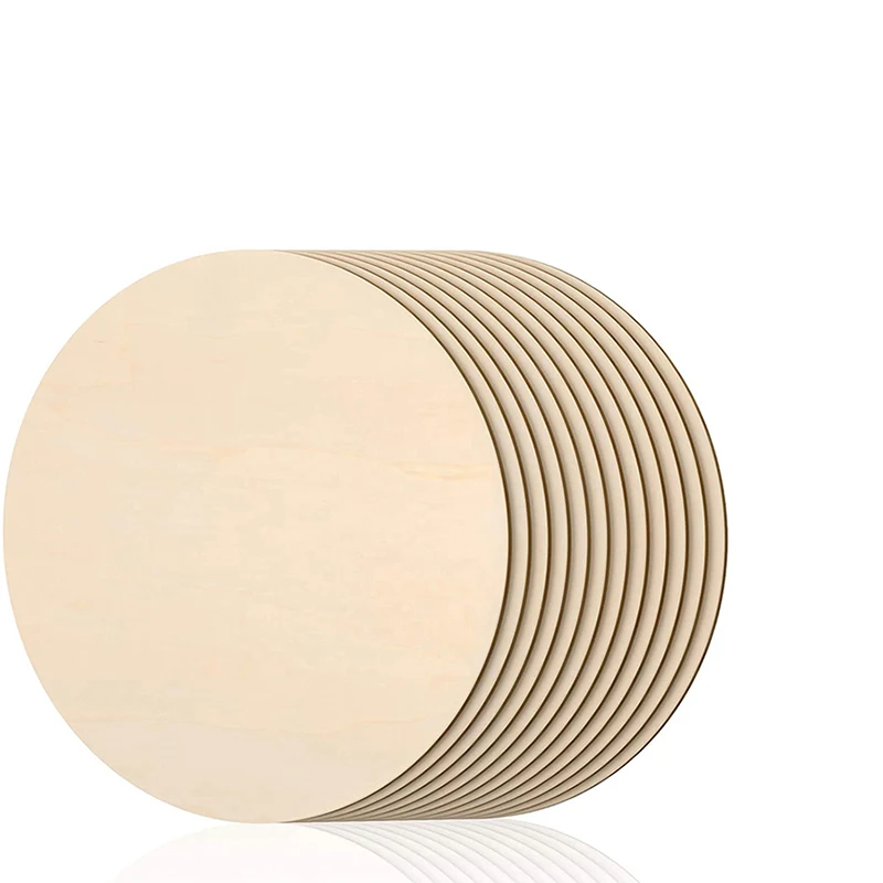 Unfinished Natural Round Blank Wood Discs Circle Wooden Cutouts For