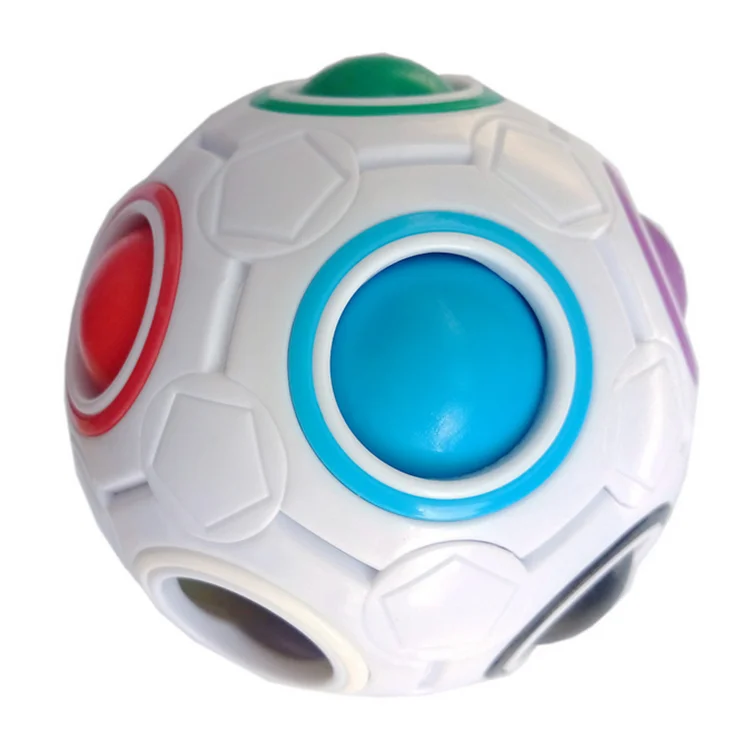 Rompecabezas de arcoíris antiestrés, pelota de fútbol, cubo mágico