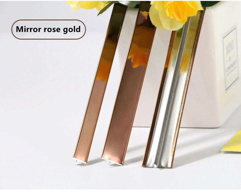 T shape Aluminum Profile Edge banding with corner Metal Decorative adhesive strips stickers details