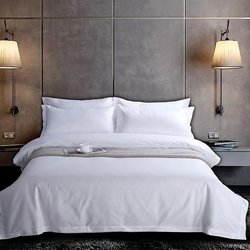 180tc 200tc 300tc Premium Plain 100 Cotton Satin White Hotel Bedsheet