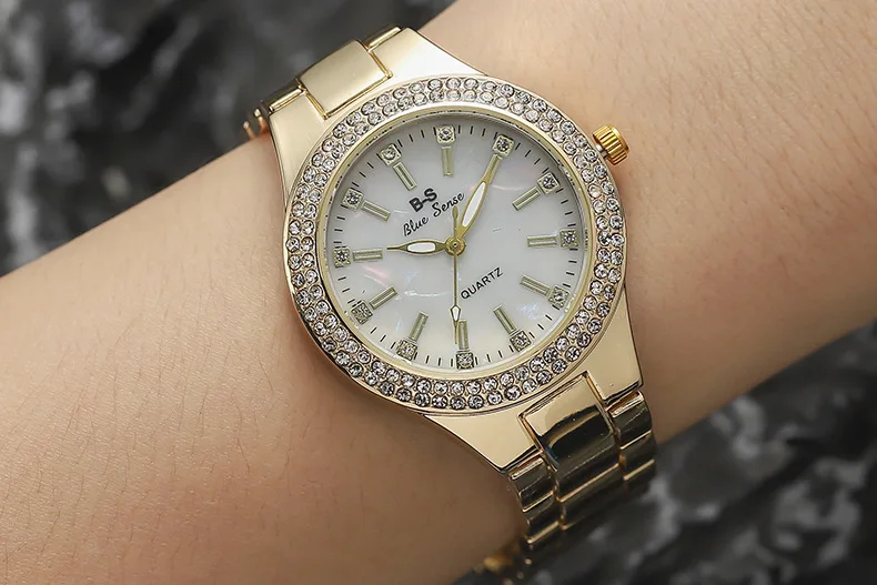 2023 New 8051 BS Women's Watch Female Student Version Trend Full Diamond  Lady Waterproof Watches for Women Gold Steel Bracelet
