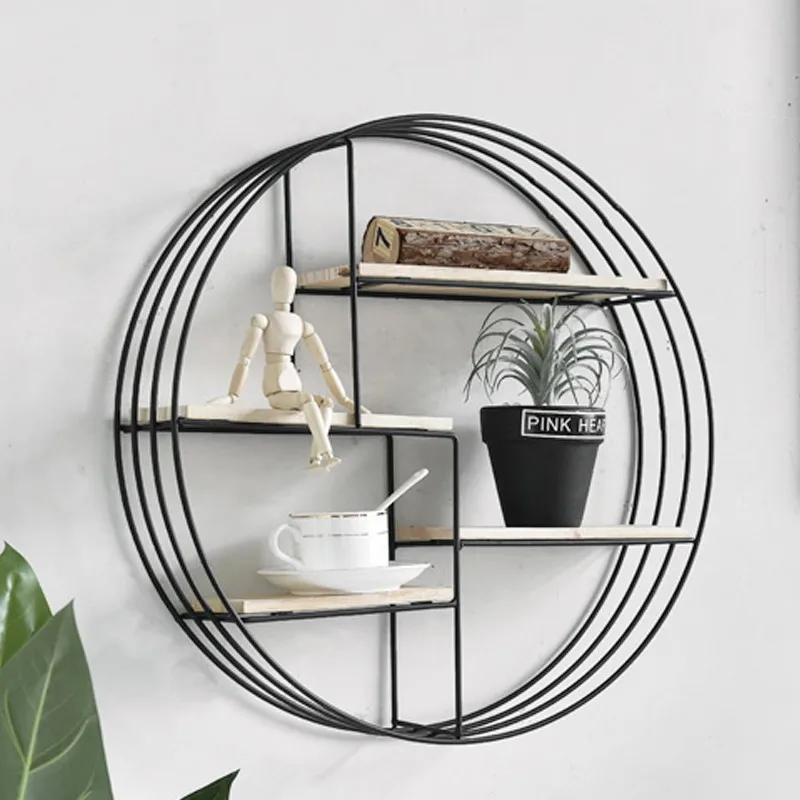 Wholesale Round Metal Home Shelf High Quality Home Decoration Wooden ...