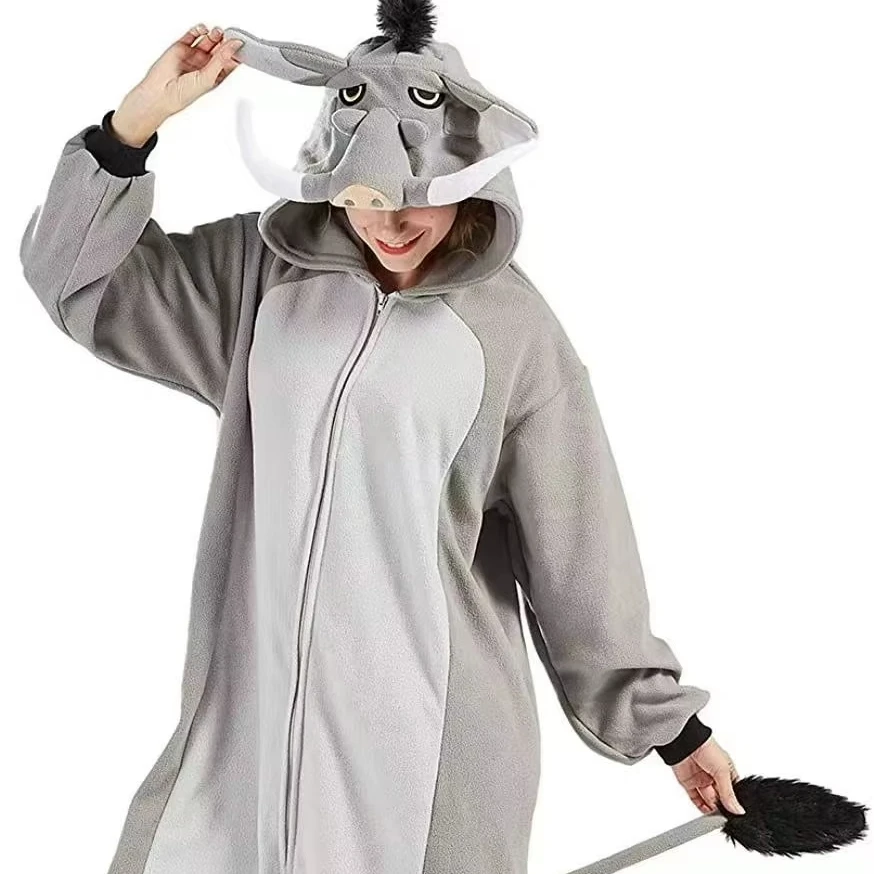 Grey Big Belly Animal Onesie Cow Pig Zebra Bunny Jumpsuit