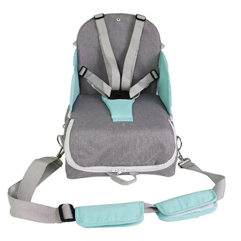 Custom Multifunction Portable Dining Chair Waterproof Baby Travel Booster Seat Foldable Diaper Bag With Safety Seat for Baby