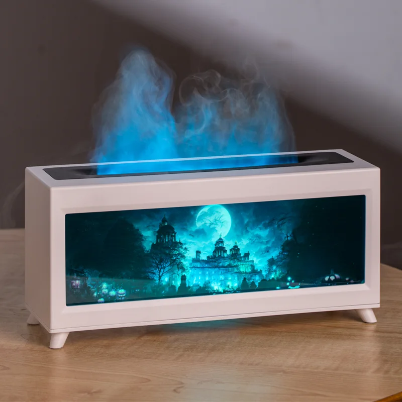 China Portable Smart Humidifier 200ml Flame Fireplace Aroma Diffuser for Home Office
