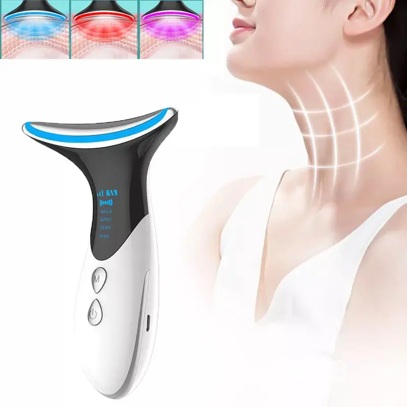 Skin Rejuvenation Beauty Device For Face Neck Based On Triple Action Led Thermal Vibration 0239