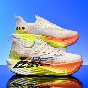 New Fashion Carbon Material Women's Men's Marathon Sneaker Lightweight Cushioned Shock Breathable Running Shoes for Fitness