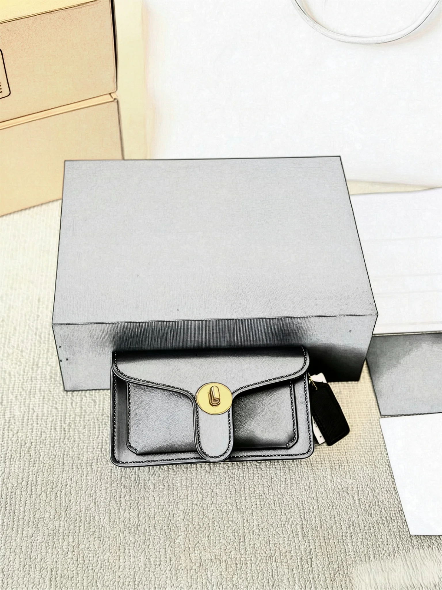 Women’s PU Bag Metal Chains Unique Design Single Strap Zip Closure Crossbody Shoulder Hand-Held Box-Style Stylish Small