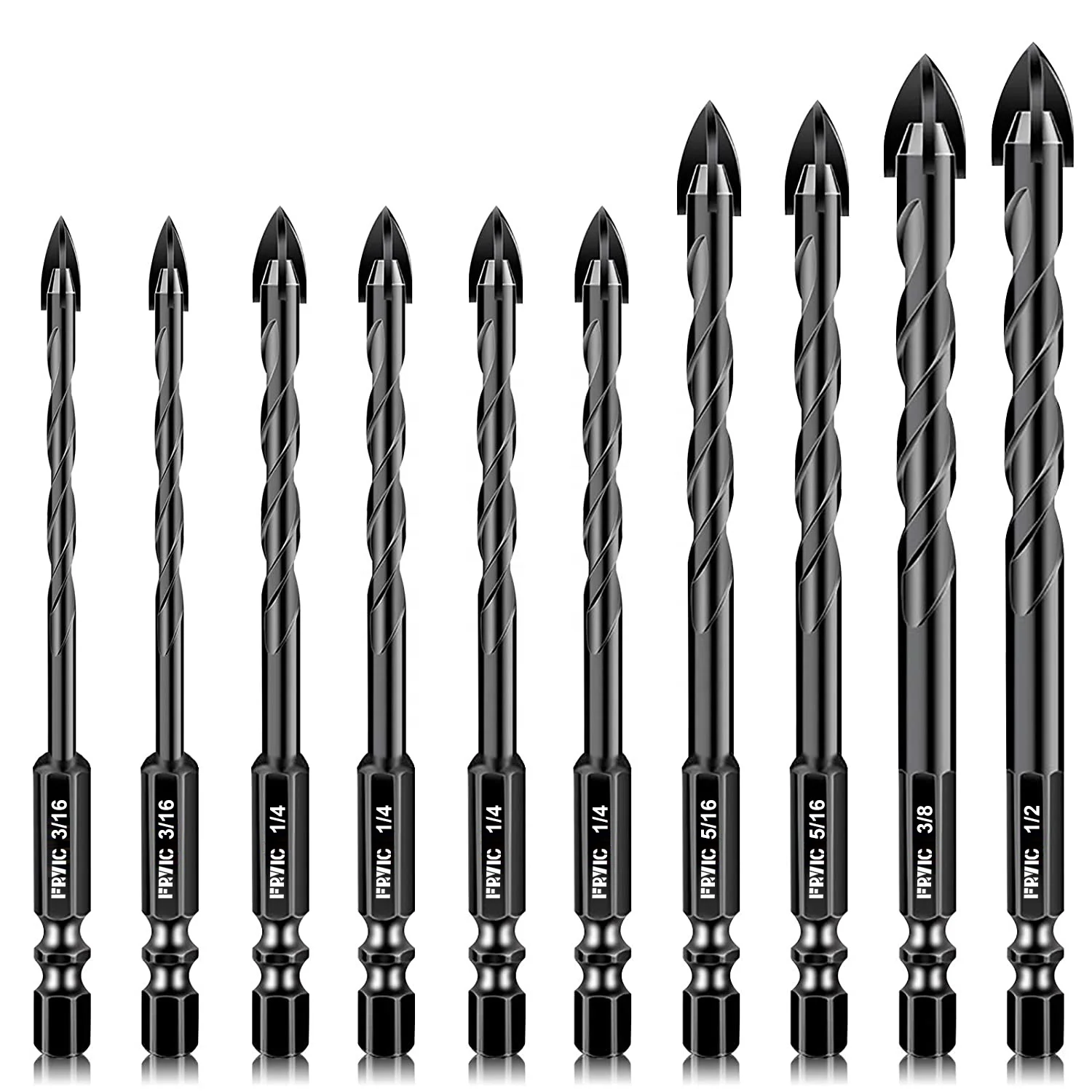 Triangular Handle Multifunction Drill Bits for Ceramic Tile, Glass, Brick Wall, Wood Diamond Hole Saw Masonry Drill Bits Set