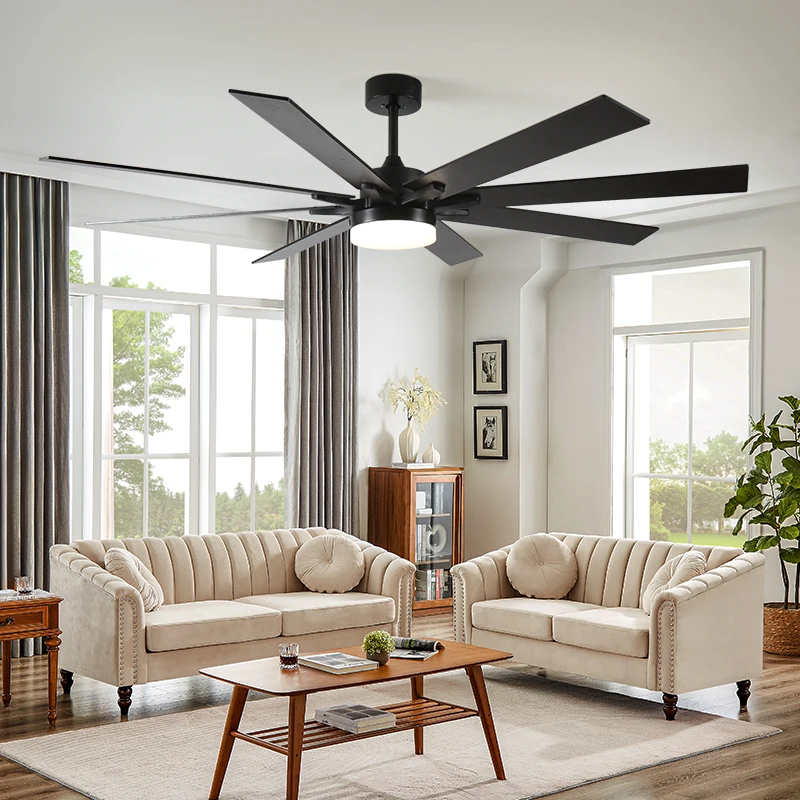 LED Itim 72'' Malalaking Suklay Mabilis na Hangin Remote Control Langit-langit Fan na may Ilaw