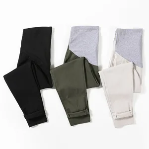 Maternity Pants New Fashion Design High-waisted Breathable Maternity Cotton Pants Solid Color Baby Safety Pants