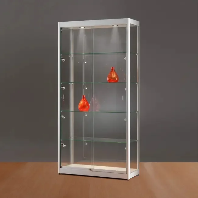 Standard and Customized Full Vision Display Cases for Collectibles Aluminum with Led Light Lockable Glass Display Showcase