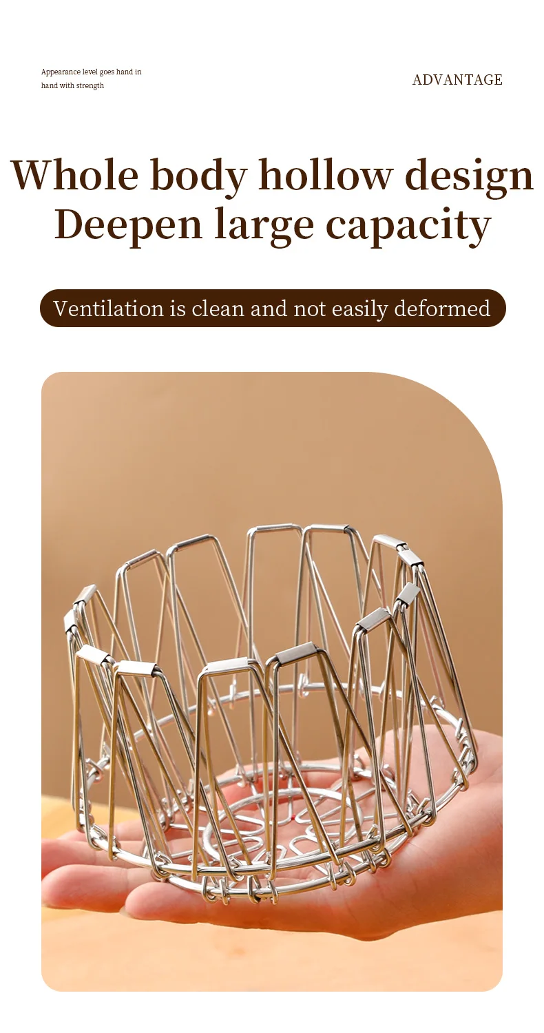 Creative Multifunctional Storage Basket Stainless Steel Household Fruit Tray Simple Telescopic Folding Flower Basket