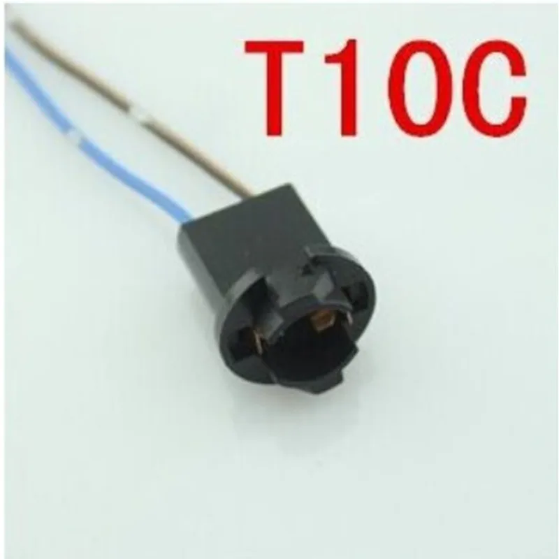 Unique Bargains 10 Pcs T10 LED Light Bulb Socket Connector Holder Car Wire Harness Black
