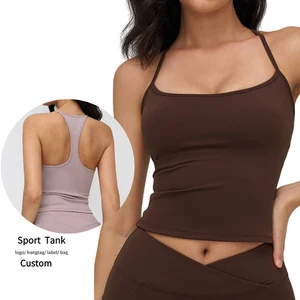 Brushed Two Side Stretch Yoga Tank Top High Support Shockproof Sports Bra Women Running Fitness Outdoor Gym Training Wear