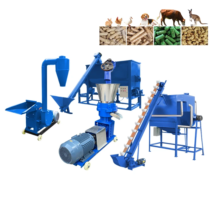 Hammer Mill Grinding Machine Livestock Poultry Feed Pellet Production Line 3000kg/h Pellet Mill Line Agricultural Equipment