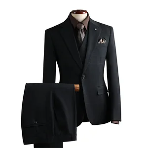 Wholesale Men's Business Casual Banquet Wedding Dress Professional Formal Pants Suits Single Breasted Closure Zipper Fly Front