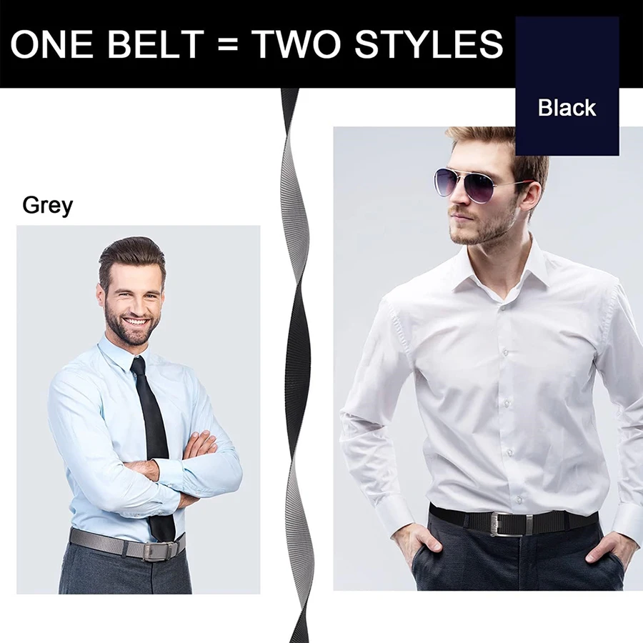 Wear-resistant Lightweight Reversible Ratchet Belt Nylon Web Tactical Work Belt with Automatic Slide Buckle