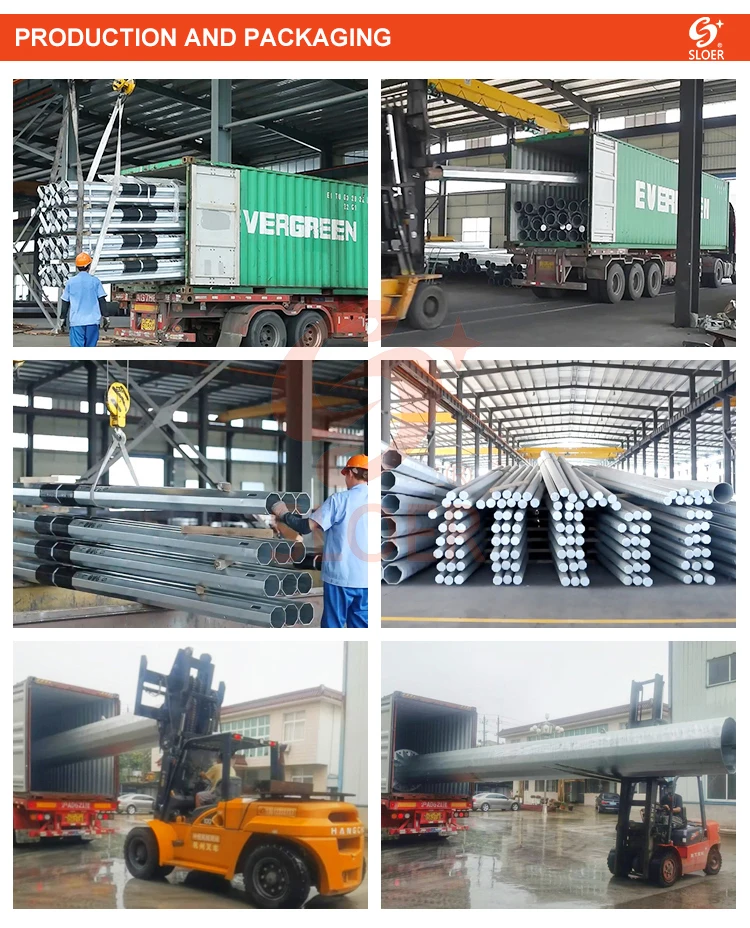 SLOER Overhead Power Lines Pole 30Ft 36Ft 40Ft Galvanized Steel Electric Power Tower Transmission Electric Tower