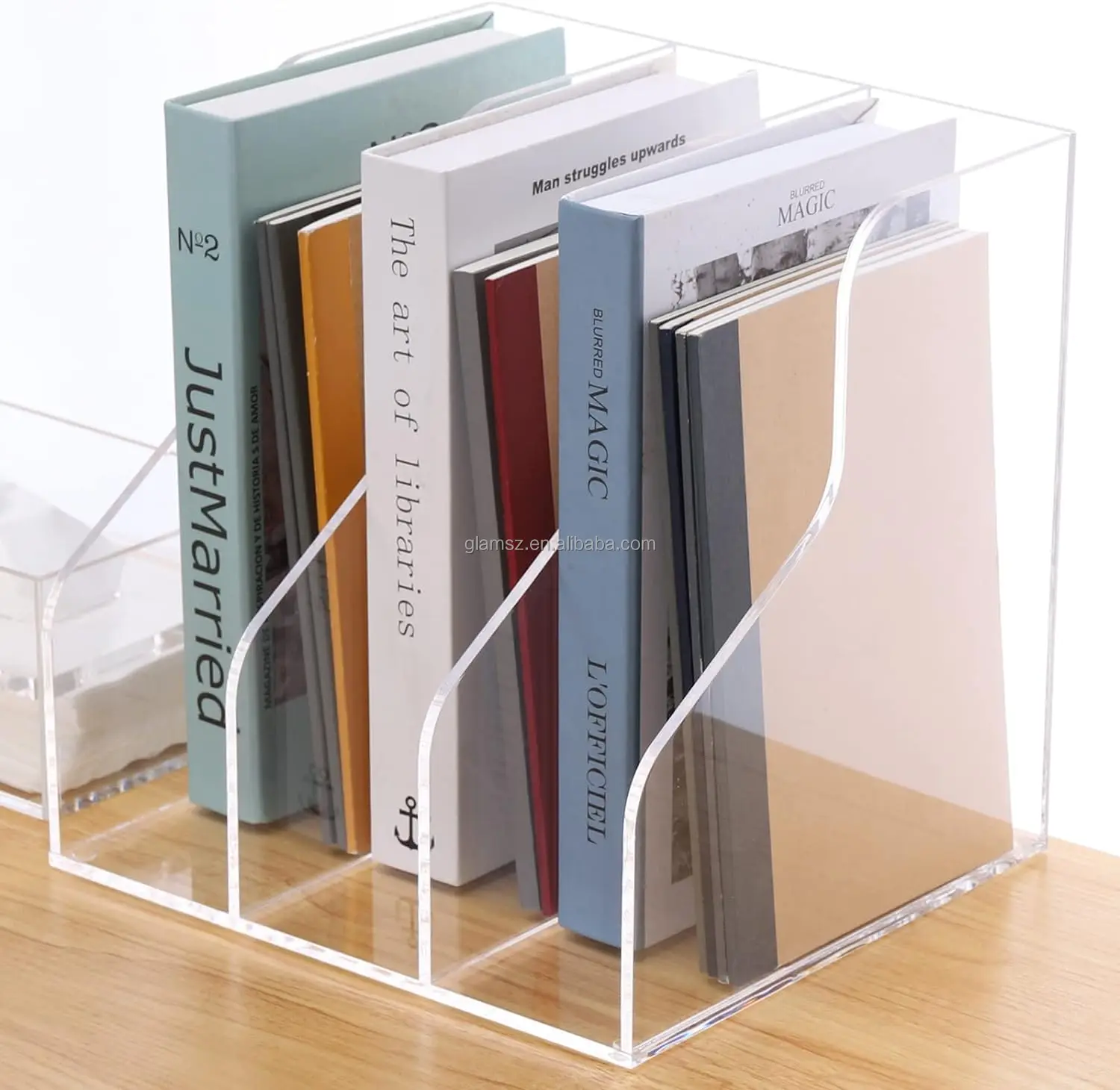 Magazine File Holder Magazine Rack Desk Organizer Clear Acrylic Hanging ...