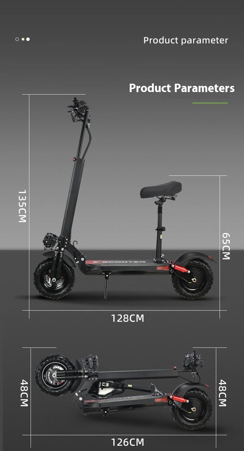 1200W Folding E-Scooter 18Ah Lithium Battery for 11
