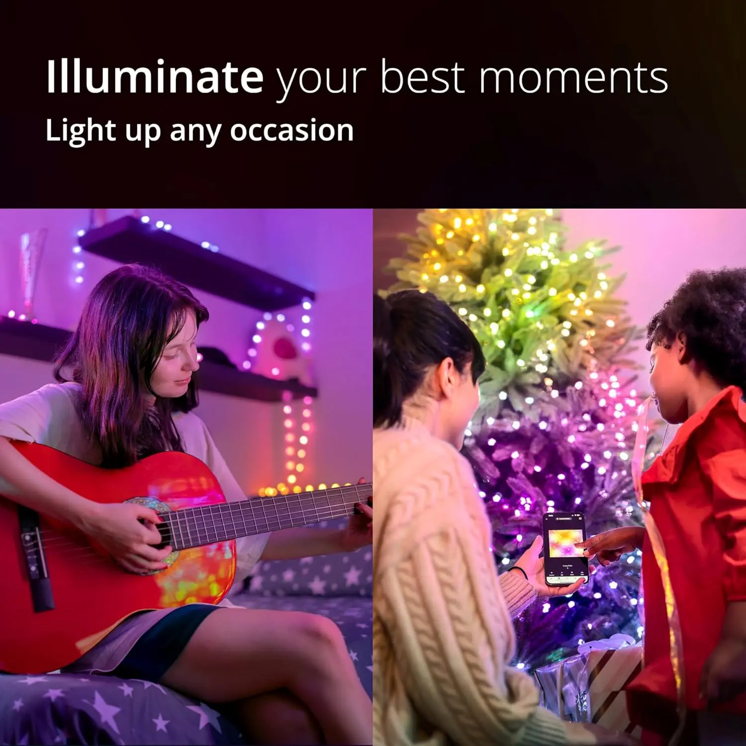 RGBIC WS2812B for  USB Music Controlled Dream Color LED String 5V Christmas Fairy Lights for Home Decor Birthday Party