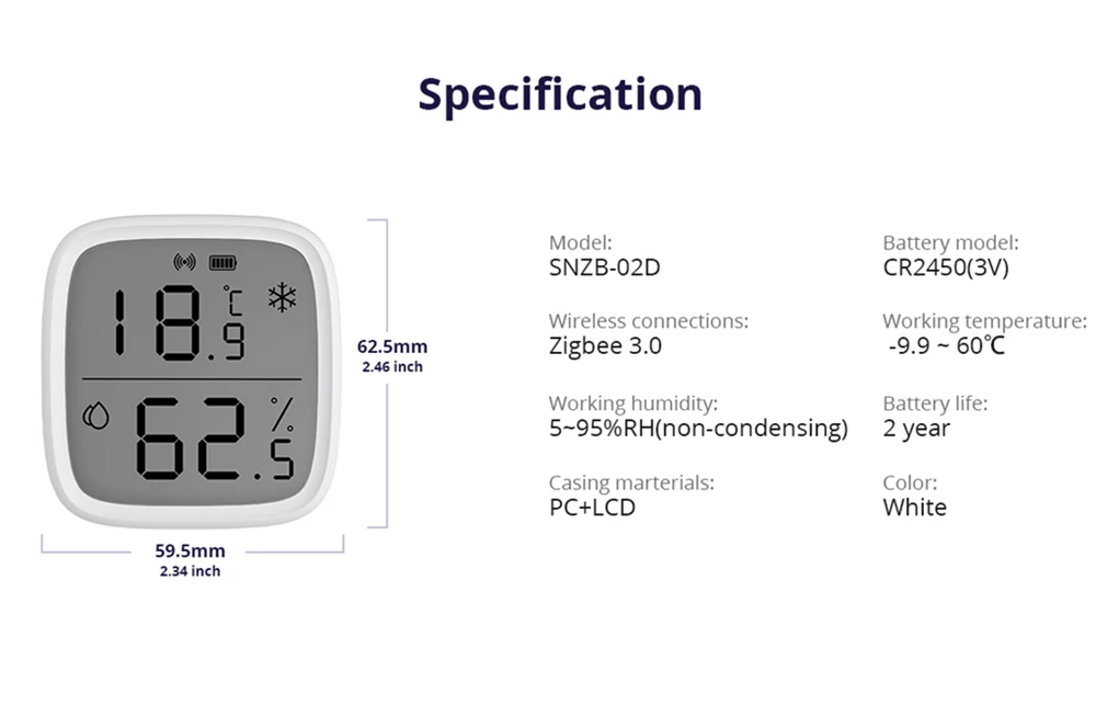 SONOFF SNZB-02D Zigbee Smart Temperature Humidity Sensor Large LCD Remote  Real-time Monitoring Ewelink APP Via Alexa Google Home - AliExpress