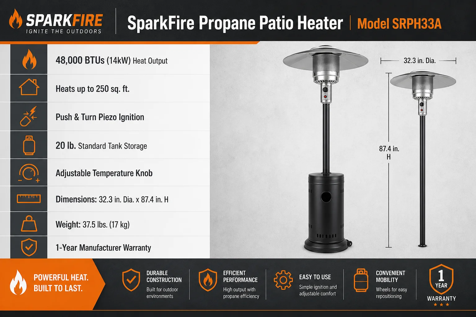 Patio Heater, 48K, BTU - detail 4