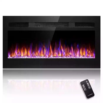 Home 43 inch Wall-mounted Electric Fireplace with  12 led flame colors change for living room heater