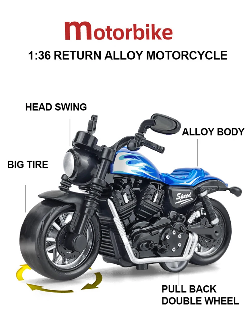 Motorcycles Scale Diecast Off Road Motorcycle Model Alloy Mountain Toy