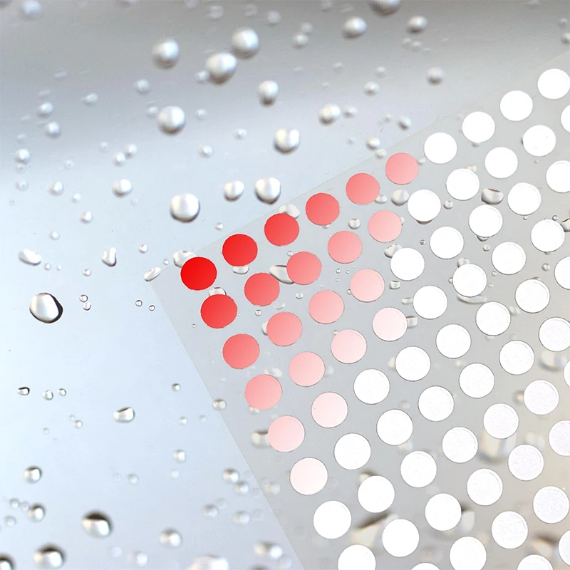 Water-Activated Color-Changing Security Labels Red PET Liquid Contact Indicator Paper Stickers Packaging Included