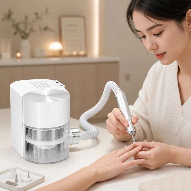 Professional Nail Drill Machine With Vacuum Dust Collector 200W Strong Suction 12000 Pa Electric E File for Manicure