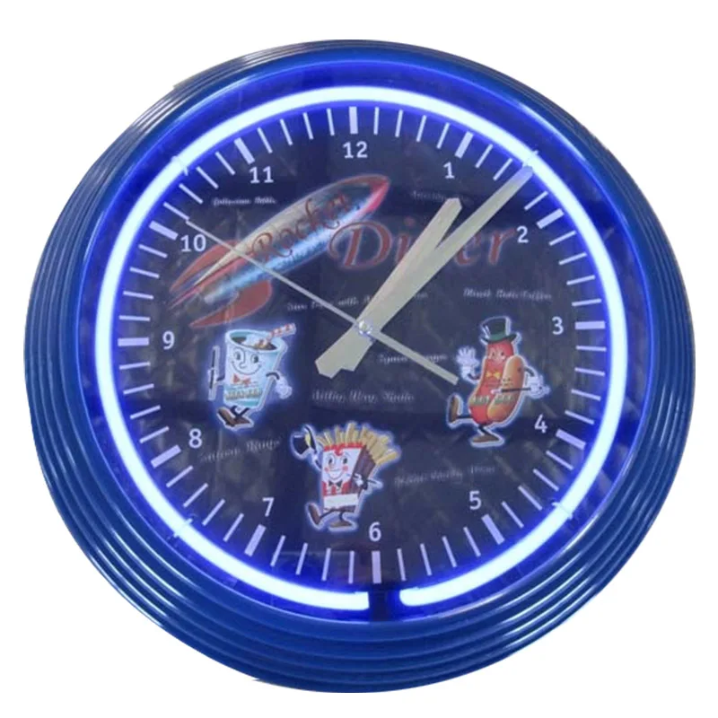 High Quality Border Antique Style Factory Made Neon Lighting Up Wall Clocks Buy Plastic Wall