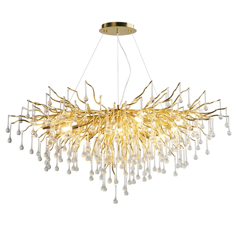 Customizable Luxury Decorative Glass Indoor Lighting Gold Water Drop Crystal Creative Chandelier Pendant Lights