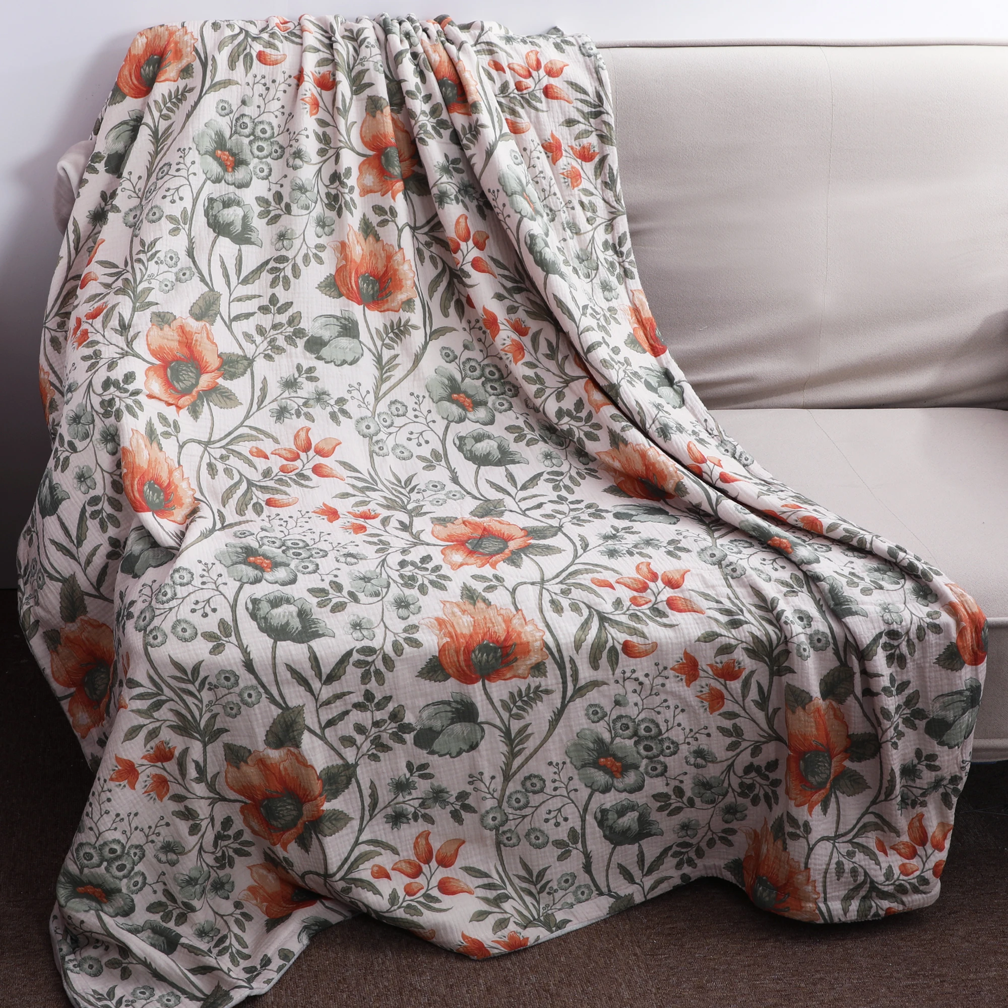 Manta de gaze estampada com reverso em manta plush