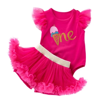 Summer Boutique Girls 2 Piece 1st Birthday Rose Red Skirt Outfit