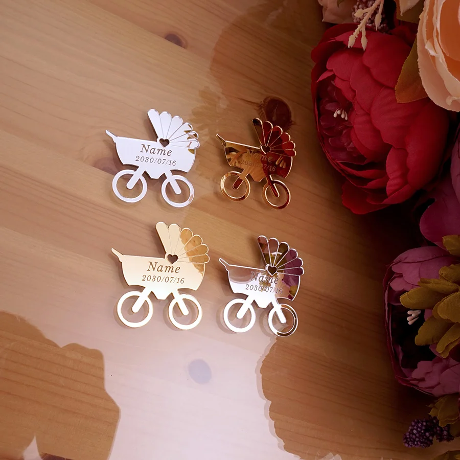 Cute Baby Carriage Custom Personalized Name Mirror For New Birth Born Acrylic Stickers Babyshower Decor s Favor Buy Acrylic Mirror Indicator Wall Sticker Door Sign Decorative Mirrors 3d Stickers Home Indicator