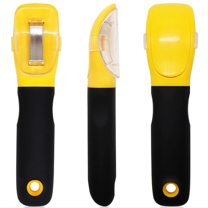 Оптовая продажа кухонные принадлежности инструмент для очистки овощей металлическая желтая машина кукурузы с ручкой