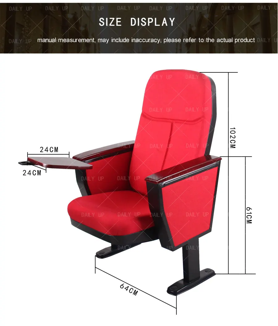 Factory Wholesale Auditorium Chair Metal Frame Folding Cinema Chair With Wooden Tablet And Fabric Seat For Lecture And Theater