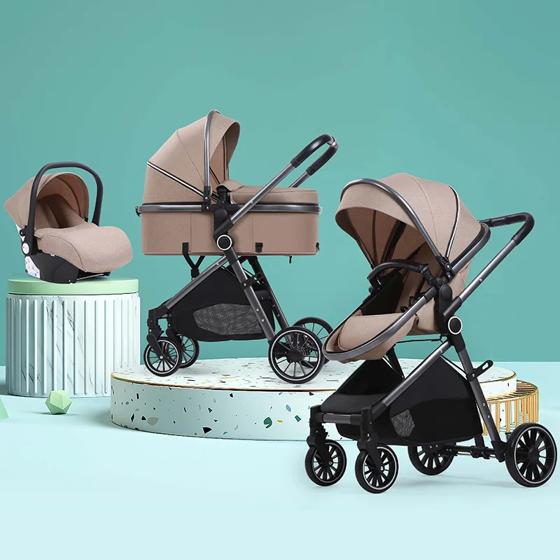 High Quality 2 in 1 Baby Pushchair Stroller Travel System Kinderwagen Easy Folding Kids Wagon Pram with Car Seat