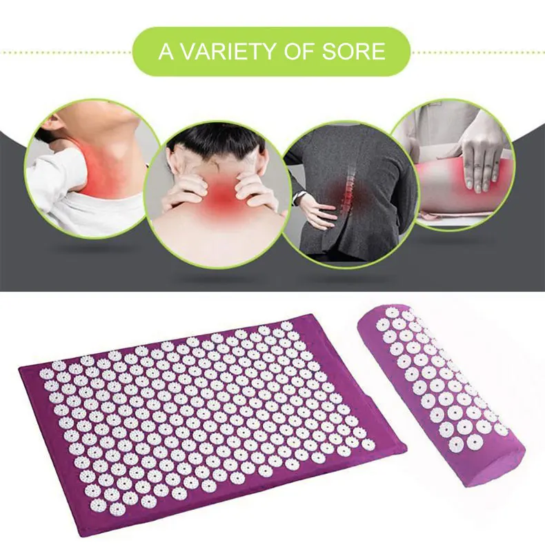 l0094 eco friendly yoga mat massage acupressure mat organic acupuncture foot mat and pillow sets for body health-5