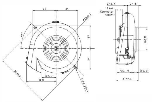 Blower, 12v, 14v, 24v, 85x80x38mm - detail 10