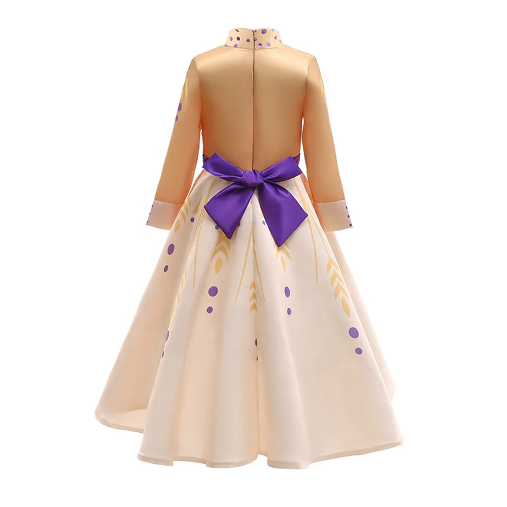New Hot Sales Princess Anna Costume Dress up for Kids Anna Coronation Dress  Children Halloween Outifits Clothes With Accessories