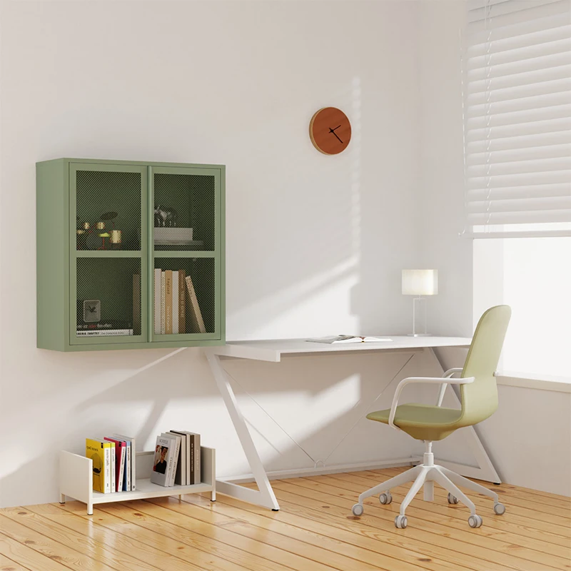 Настенный книжный шкаф современный роскошный для гостиной домашний кабинет 2 двери металлический книг и файлов