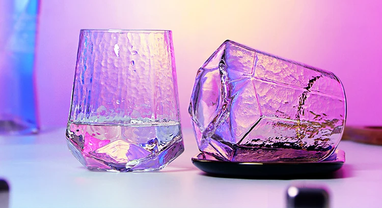 Elegant Wine Glass/champagne Glass Stemless Diamond Shape Cut Crystal ...