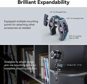 Smallrig Crab-Shaped Clamp with 1/4"-20, 3/8"-16 Threaded Holes Payload 7.7lbs/3.5kg for Most Photographic Accessories -3755 detail image