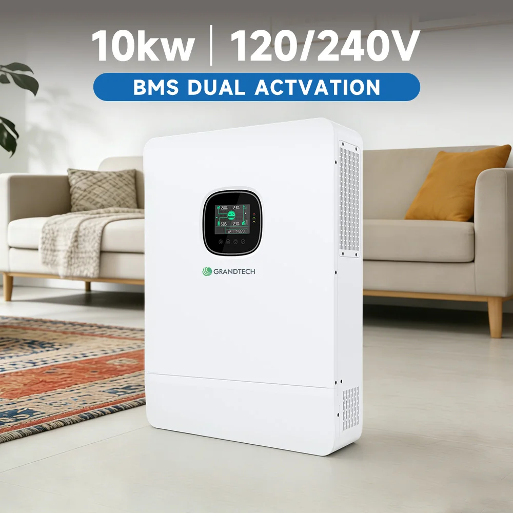 Inversor hibrid off-grid cu frecvență joasă, versiune SUA, 10 kW, 8 kW, 5 kW, cu fază divizată, generator hibrid, 10.000 W, 120 V / 240 V CA, inversor solar cu două intrări MPPT