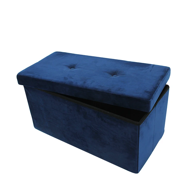 Customized Popular Long Bench Button Design Colourful Folding Storage Sleeper Ottoman Bench