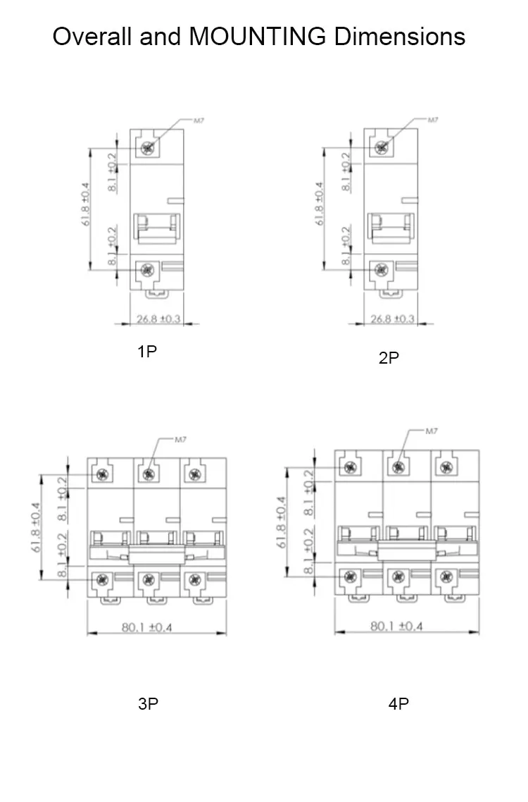 5g Base Miniature Circuit Breaker Nader Ndb1125c100a 1p 2p 3p